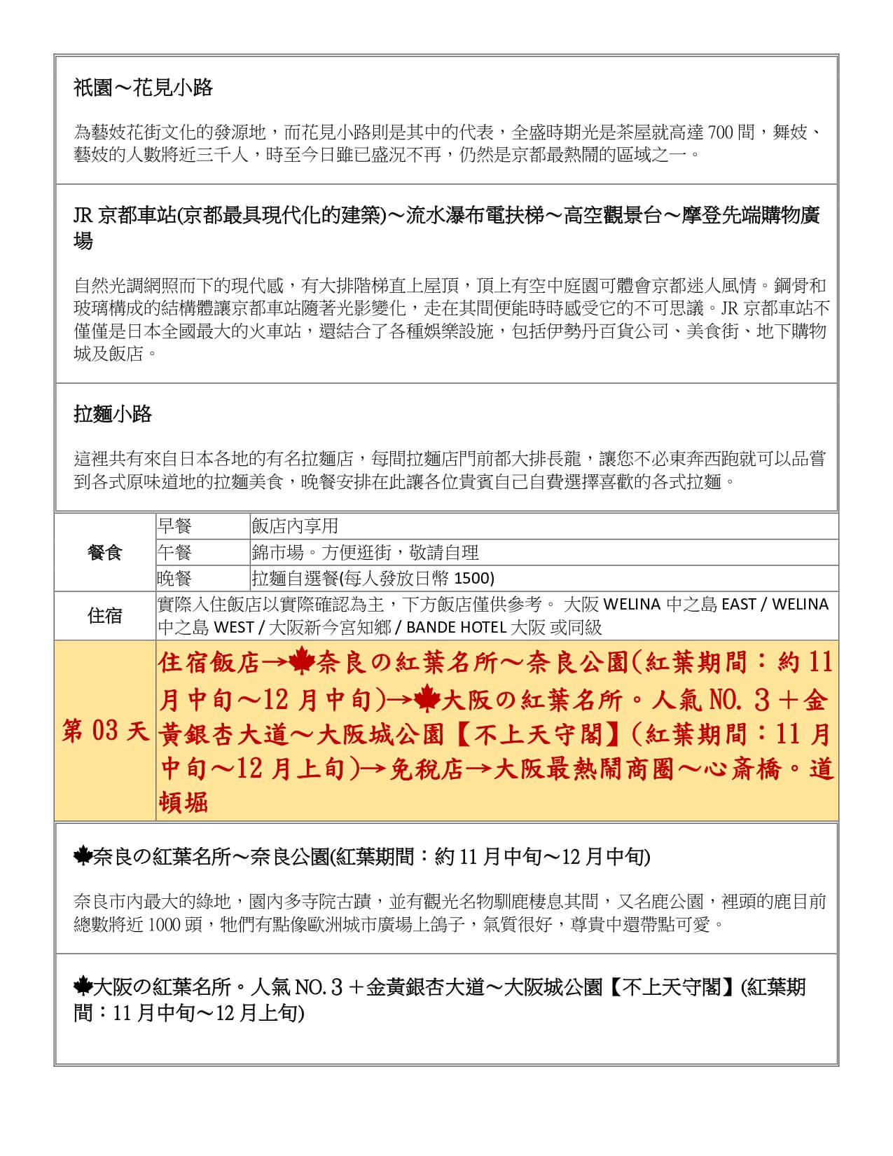 金秋楓紅關西輕旅行5日 Br178+177 Page 0008